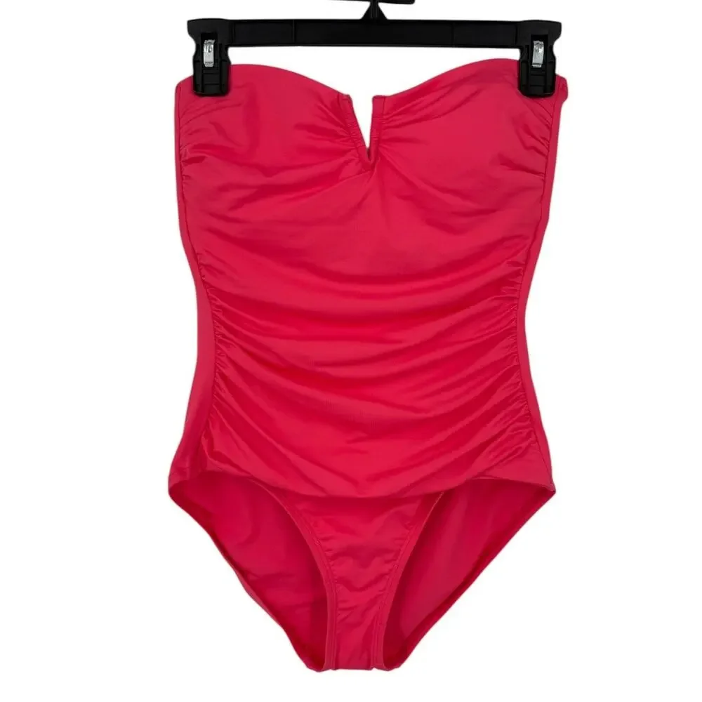 Tommy Bahama swimsuit Ruched tummy control convertible one piece pink size 4